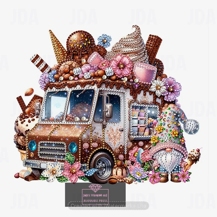Goblin and Chocolate Ice Cream Truck 30*30cm special shaped drill diamond painting