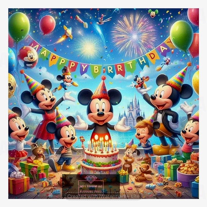 Mickey Birthday Party 30*30cm full round drill diamond painting