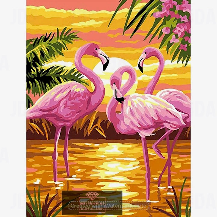 Flamingo Full 11CT pre-stamped canvas 36*46cm cross stitch