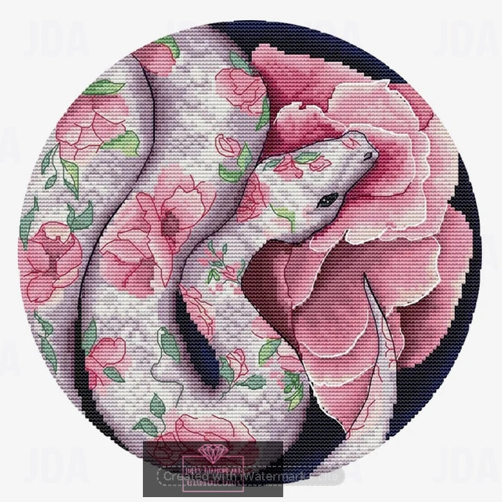 Snake Flower 11CTpre-stamped canvas 40*40cm cross stitch