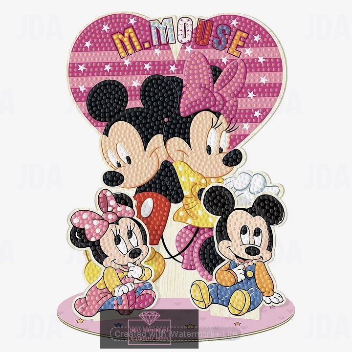 Wooden Cartoon Mickey and Minnie Ornament