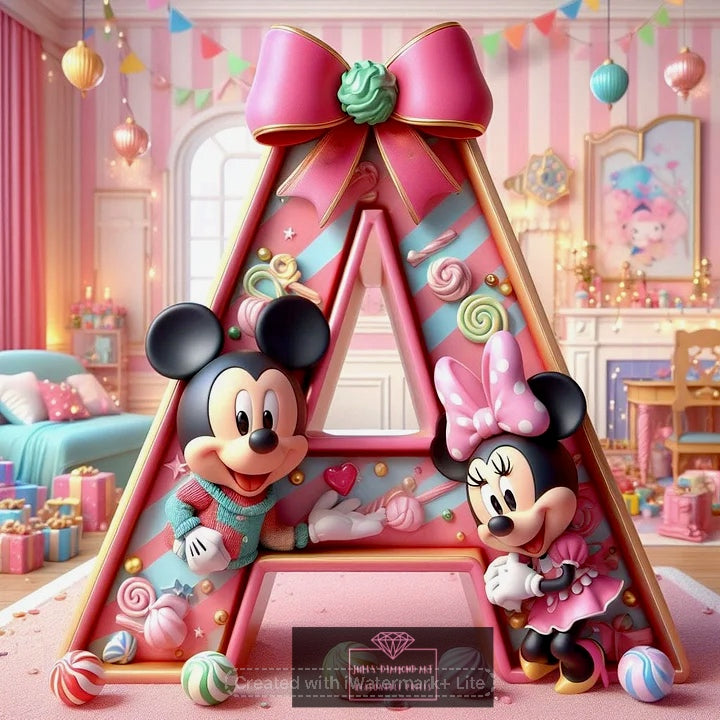 Mickey and Minnie 26 letters 30*30cm full round drill diamond painting