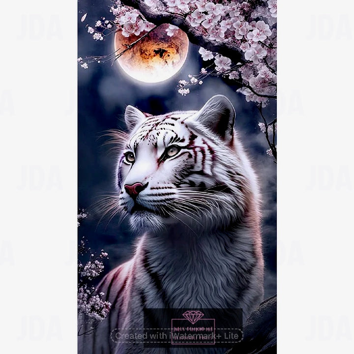 White tiger 45*80cm full round drill diamond painting