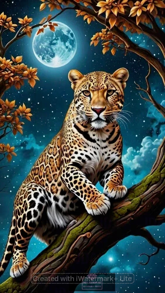 Night Moon Leopard 50*85cm full round drill (40 colours) diamond painting