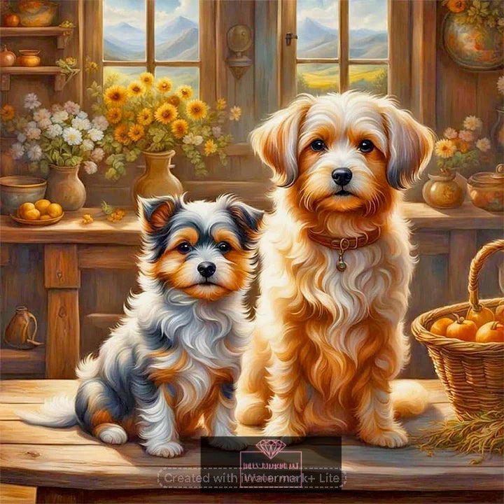 Puppy 30*30cm full round drill diamond painting