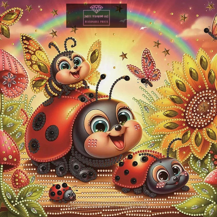Cute ladybug 30*30cm special shaped drill diamond painting