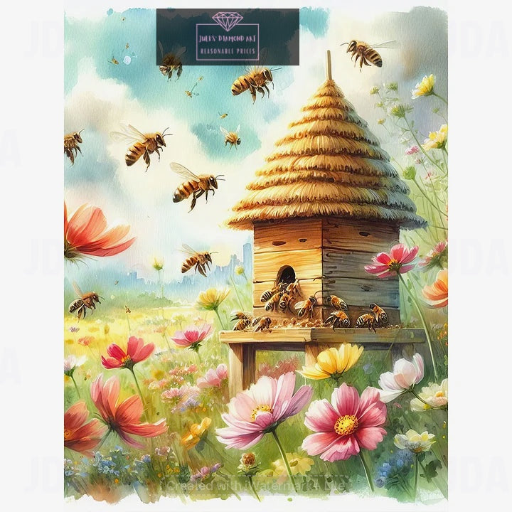 Bee Flower 30*40cm full round drill diamond painting