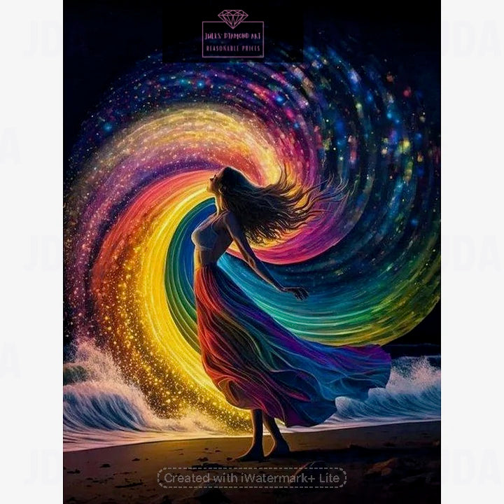 Rainbow girl 30*40cm full round drill diamond painting