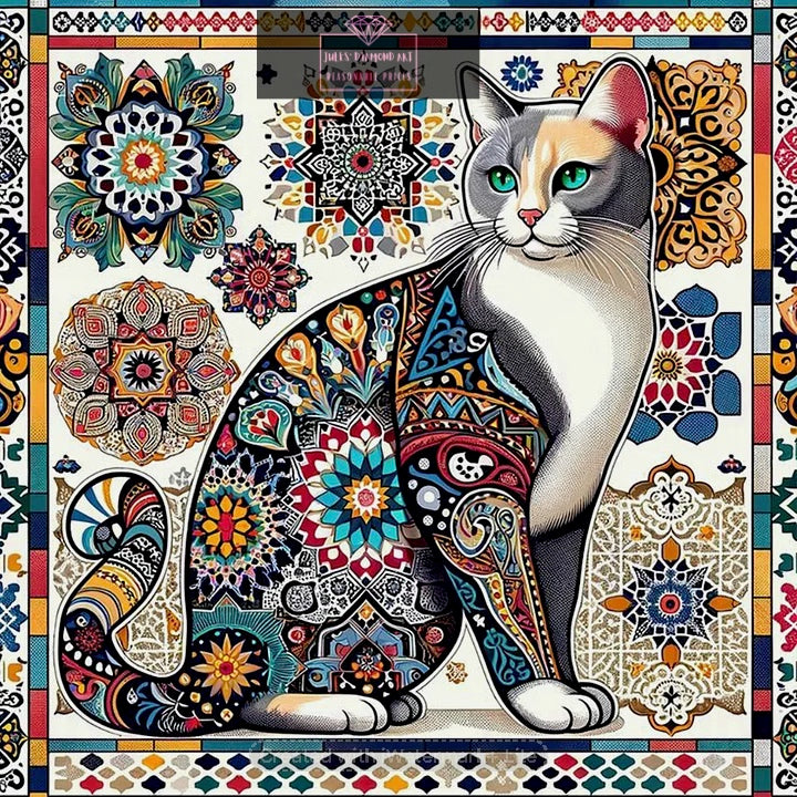 Mandala and cat 40*40cm full round drill diamond painting