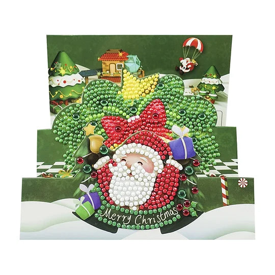 Santa Claus 5D Special Shape Part Drill Diamond Greeting Card