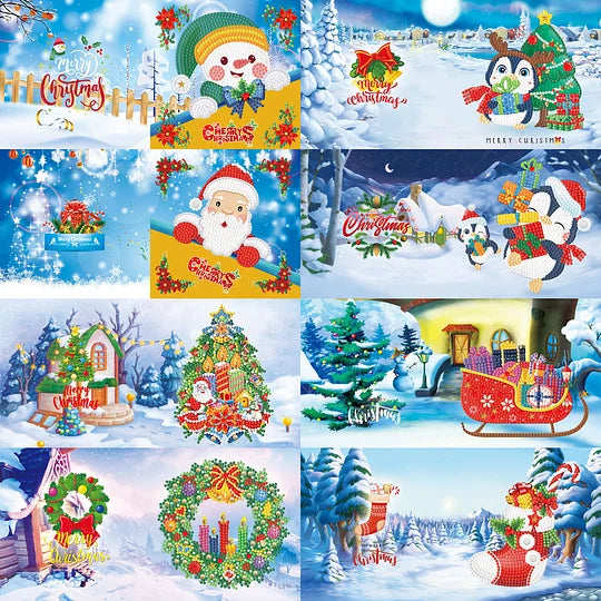 8pcs Diamond Painting Greeting Cards Christmas