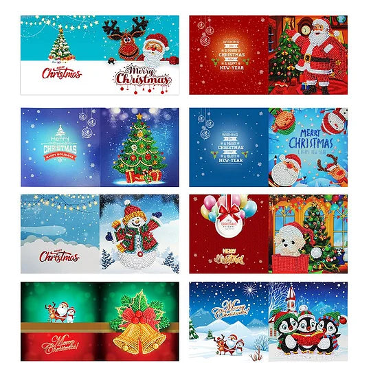 8pcs Special Shaped Diamond Painting Christmas Card