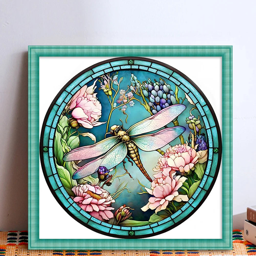 Stained Glass Dragonfly Full 18CT Counted Cross Stitch 20*20cm