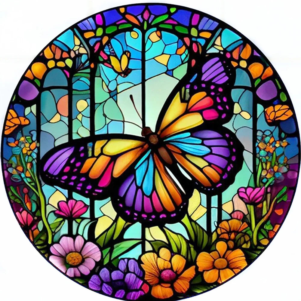 Stained Glass Butterfly Full 18CT Counted Cross Stitch 20*20cm