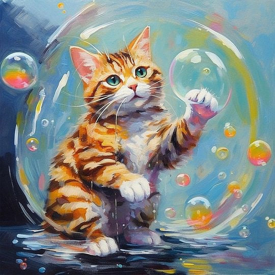 Watercolour Cat 30*30cm full round drill diamond painting