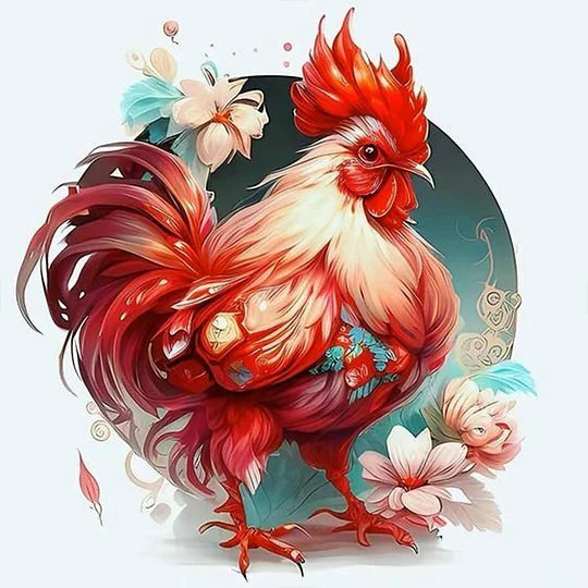 Rooster 30*30cm full round drill diamond painting