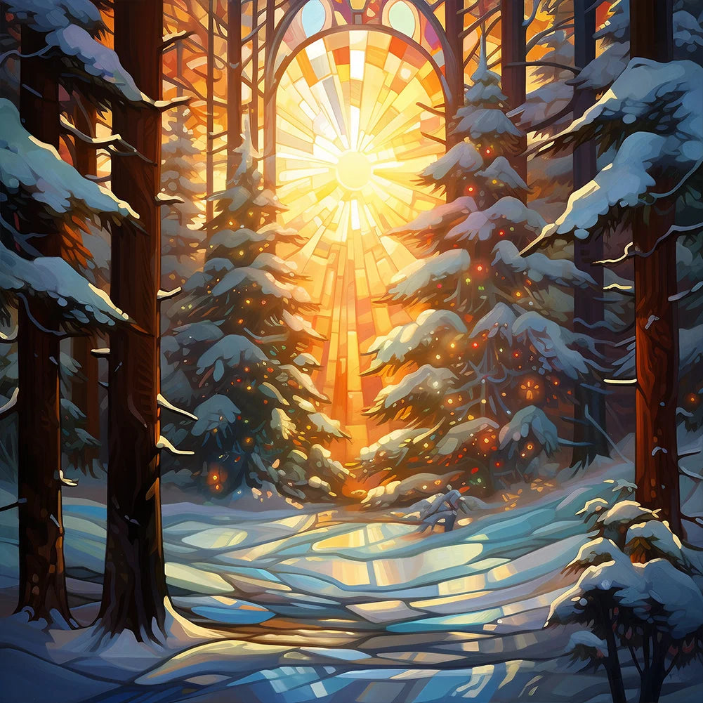 Christmas Forest 30*30cm full round drill diamond painting