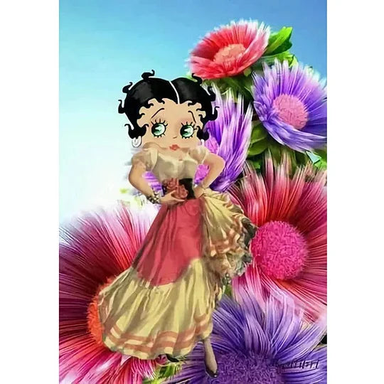 Betty Boop Flowers 40*30cm full round drill diamond painting