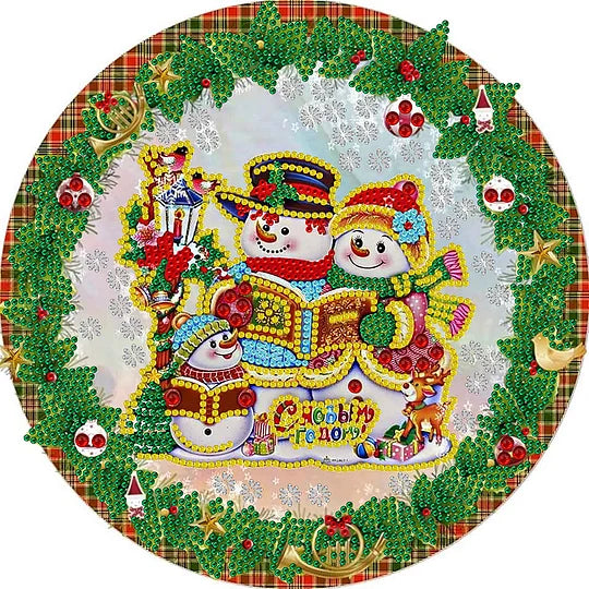 Christmas Wreath Snowman 30*30cm special shaped drill diamond painting