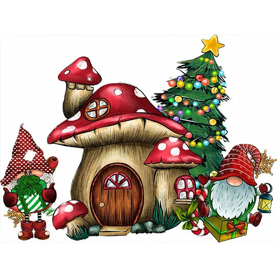 Goblin Mushroom House 40*30cm full round diamond painting