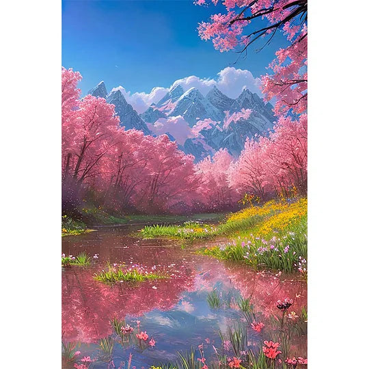 Landscape and flowers 40*60cm full round drill diamond painting