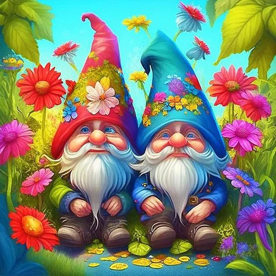 Garden Gnome 40*40cm full round drill diamond painting