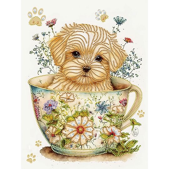 Cup Dog 30*40cm special shaped drill diamond painting