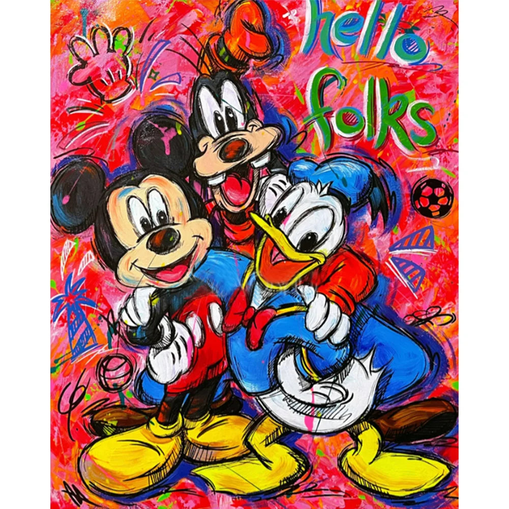 Mickey Donald Goofy Full 11CT Pre-stamped 40*50cm Cross Stitch