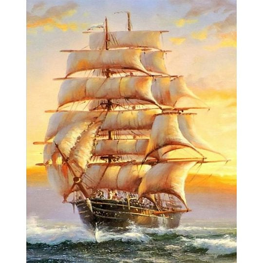 Sailing Ship 40*50cm full round drill diamond painting