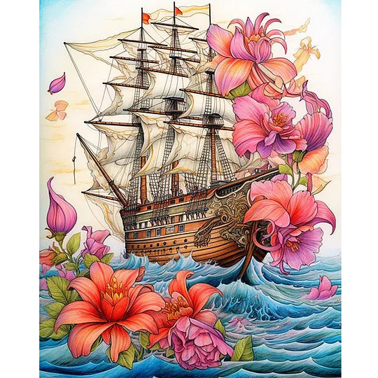 Sailing Boat 40*50cm full round drill diamond painting