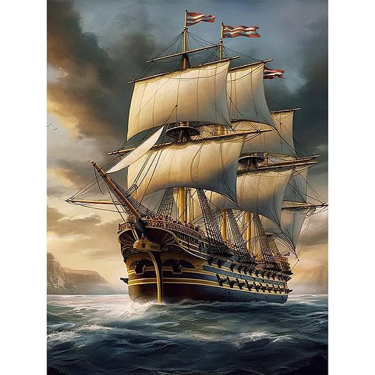 Sailing Boat 30*40cm full round drill diamond painting