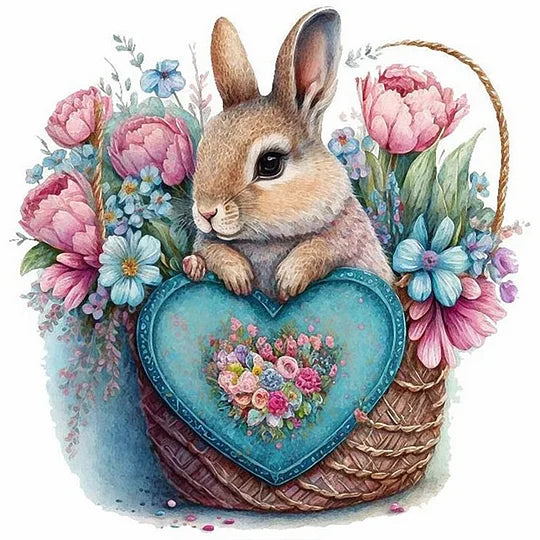 Flower Rabbit 30*30cm full round drill diamond painting