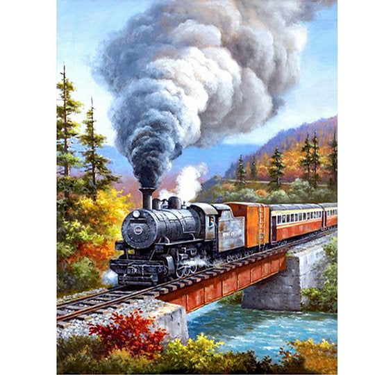 Train Scene 30*40cm full round drill diamond painting