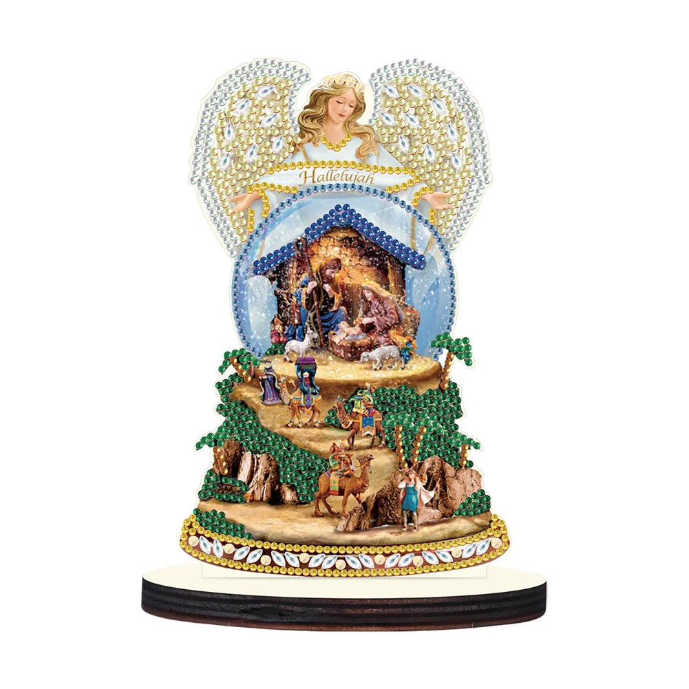 Wooden Christmas Desktop Diamond Painting Ornament Angel