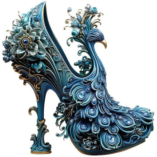 Blue High Heels 30*34cm full round drill diamond painting