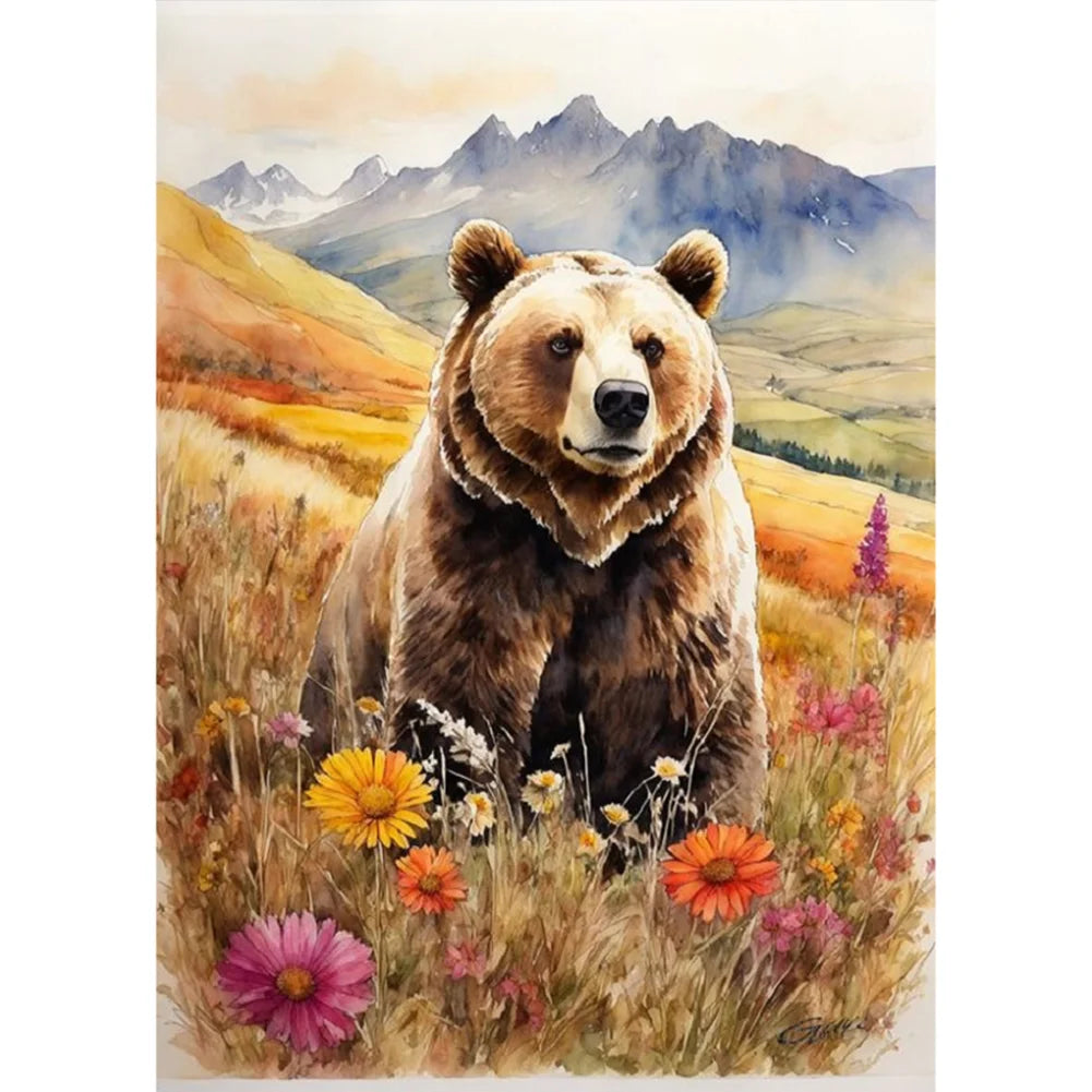 Brown Bear In The Woods 30*40cm full square drill diamond painting