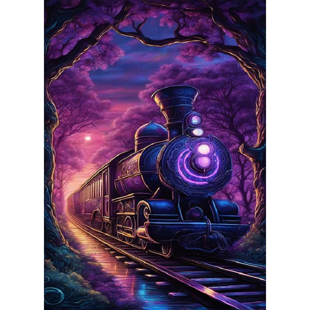 Purple Light Train 30*40cm full square drill diamond painting