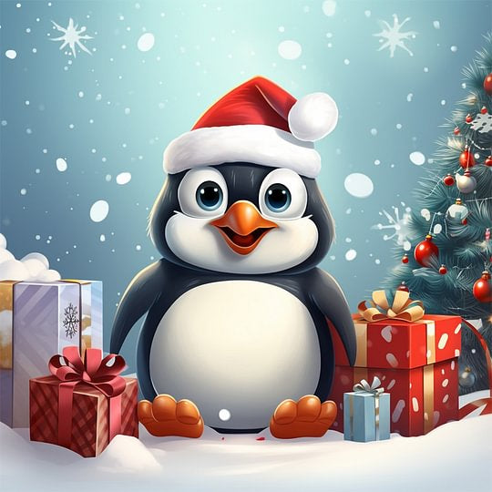 Christmas Little Penguin 30*30cm full round drill diamond painting