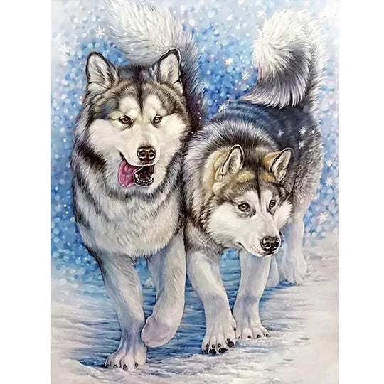 Wolf In The Snow 30*40cm full round drill diamond painting