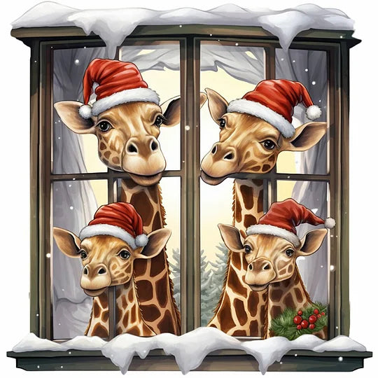 Window Animal Giraffe 30*30cm full round drill diamond painting