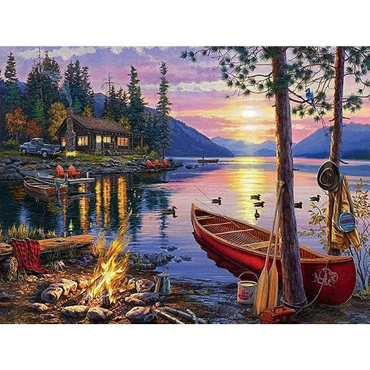 Country boat 40*30cm full round drill diamond painting