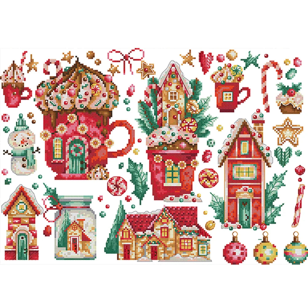 Christmas partial 14CT Pre-stamped 43*32cm Cross Stitch