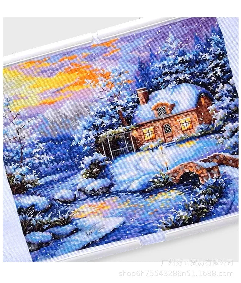 Winter Snow House 11CT Pre-stamped 50*60cm Cross Stitch