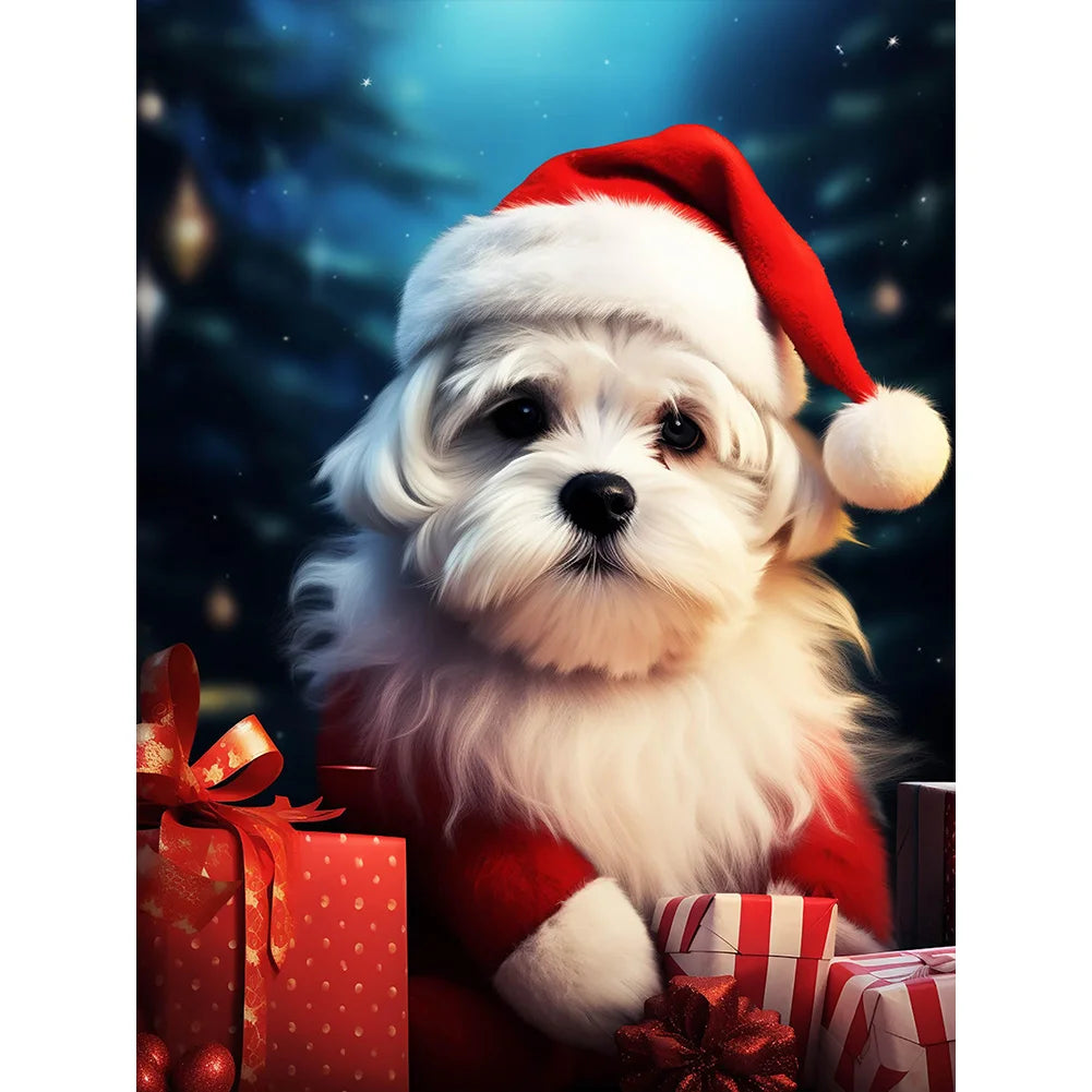 Christmas Dog 30*40cm full round drill diamond painting