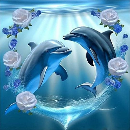 Dolphin 30*30cm full round drill diamond painting