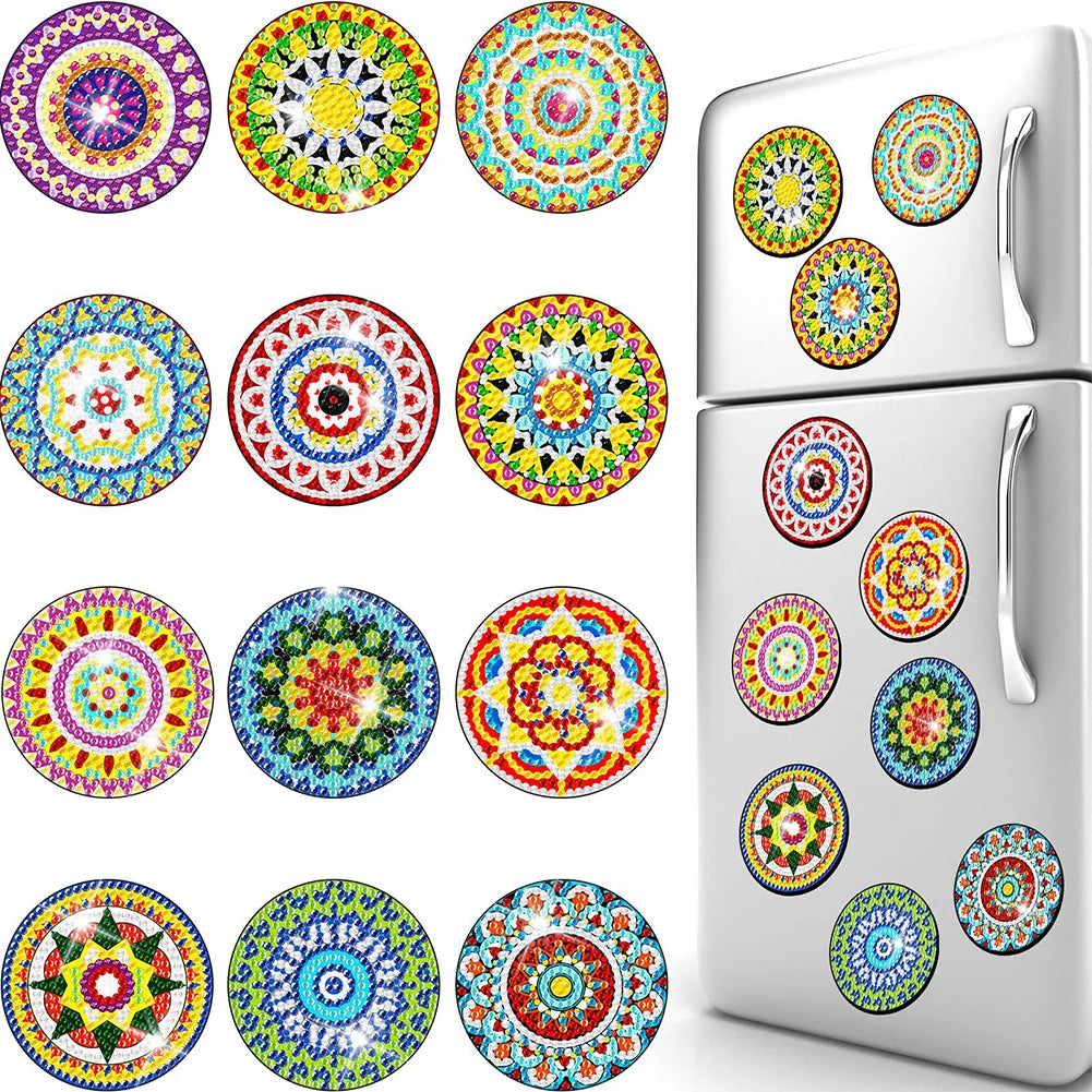 12 pcs Diamond Painting Magnets Mandala