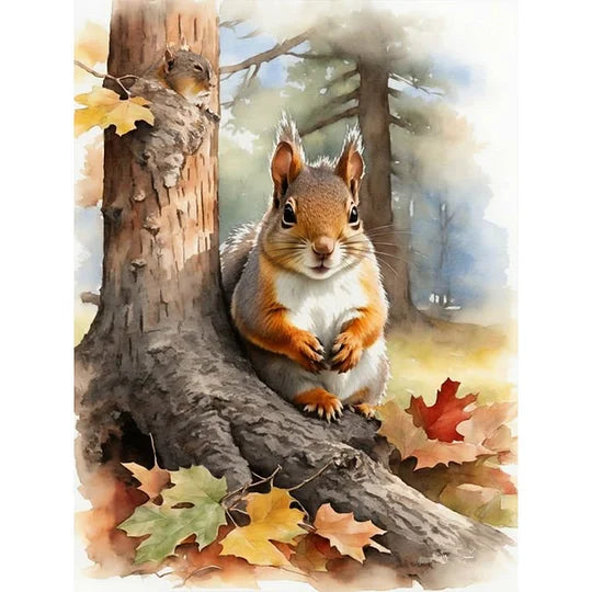 Woods Squirrel 30*40cm full round drill diamond painting