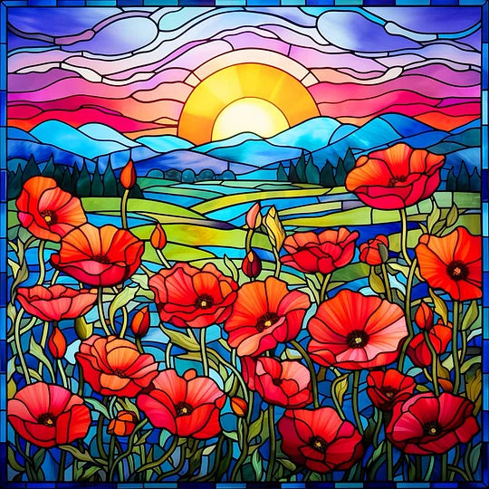 Sunshine Poppy Flower 30*30cm full round drill diamond painting