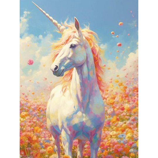 Unicorn in the sea of flowers 30*40cm full round drill diamond painting