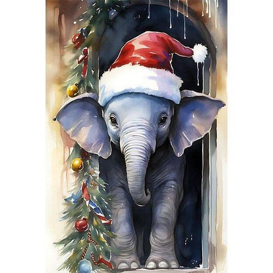 Christmas Elephant 40*60cm full round drill diamond painting